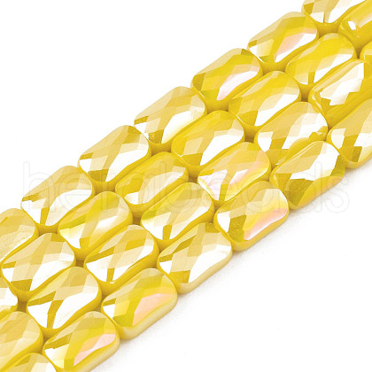 Electroplate Opaque Solid Color Glass Beads Strands EGLA-N002-25-B04-1