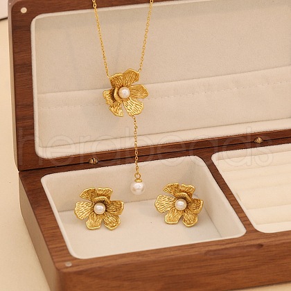 304 Stainless Steel Pendant Necklaces & Stud Earrings Sets FS-WGB7A35-01-1