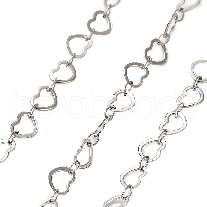 304 Stainless Steel Heart Link Chains CHS-A016-34B-P01-1