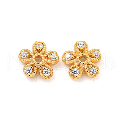 925 Sterling Silver Micro Pave Cubic Zirconia Bead Caps STER-U002-12G-1