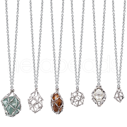 SUNNYCLUE 2 Sets 304 Stainless Steel Macrame Pouch Empty Stone Holder for Pendant Necklaces Making NJEW-SC0001-29-1
