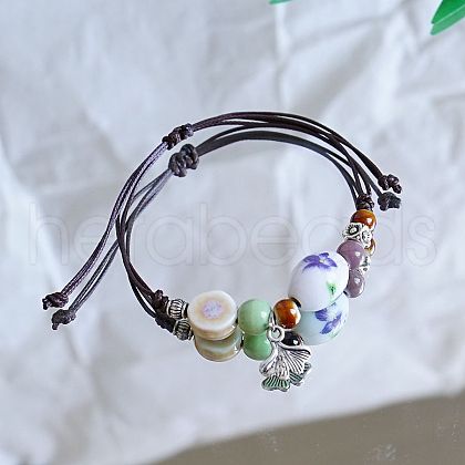 Ceramic Beads Braided Bead Bracelets FS-WG18053-07-1