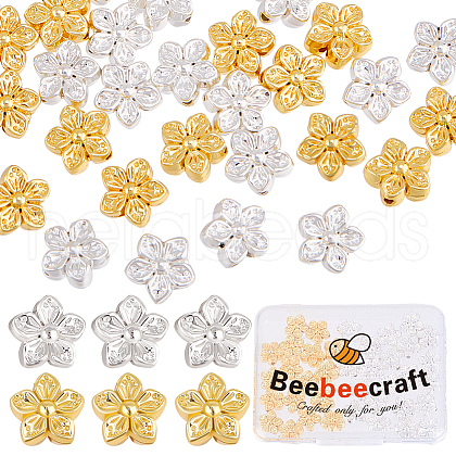 Beebeecraft 50Pcs 2 Colors Alloy Beads FIND-BBC0003-62-1