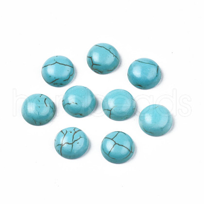 Craft Findings Dyed Synthetic Turquoise Gemstone Flat Back Dome Cabochons TURQ-S266-8mm-01-1