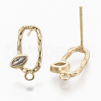 Brass Cubic Zirconia Stud Earring Findings KK-S354-227-NF-1