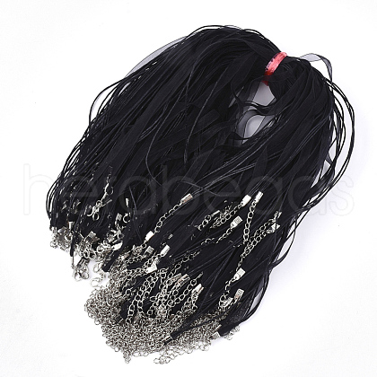 Waxed Cord and Organza Ribbon Necklace Making NCOR-T002-332-1