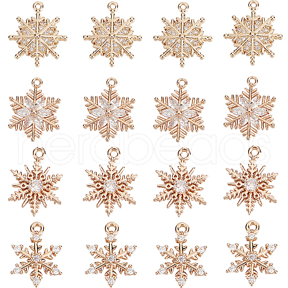 SUNNYCLUE 16Pcs 4 Style Brass Micro Pave Cubic Zirconia  Charm FIND-SC0004-62-1