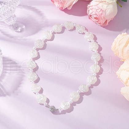 ABS Plastic Imitation Pearl & Alloy Magnetic Clasps Curtain Tiebacks HJEW-JM03410-02-1