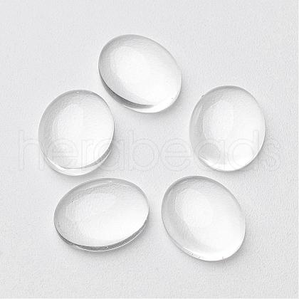 10x8MM Flat Back Transparent Glass Cabochons X-GGLA-G015-1