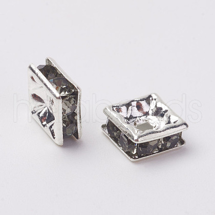 Brass Rhinestone Spacer Beads RB-A013-6x6-12S-1