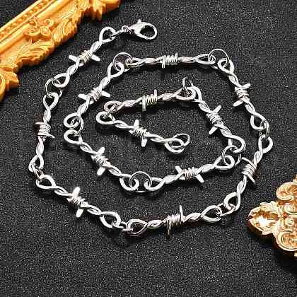 Alloy Barb Wire Necklaces NJEW-R254-01B-P-1