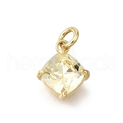 Brass Glass Charms KK-V011-35G-B-1