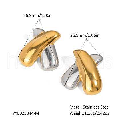 Stainless Steel Two Tone Stud Earrings MA4324-4-1