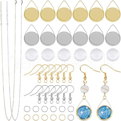 DIY Blank Dome Brass & Iron Earring & Necklace Making Kits DIY-HS0001-05A-1