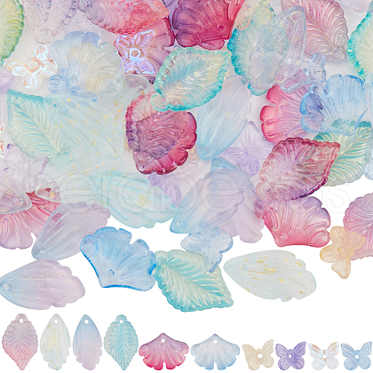 SUNNYCLUE 100Pcs 10 Style Two Tone Transparent Spray Painted Glass Pendants GLAA-SC0002-15-1