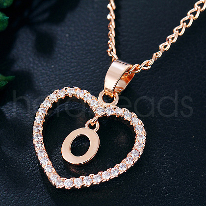 Alloy Crystal Rhinestone Heart with Initial Pendant Necklaces WGD4CFD-15-1