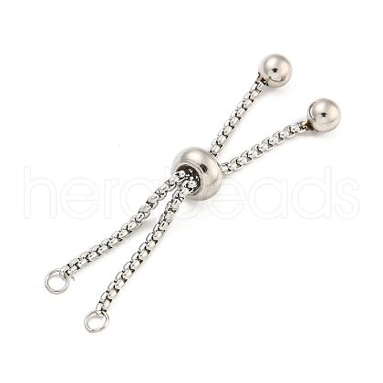Non-Tarnish Adjustable 304 Stainless Steel Box Chain Slider Bracelet Making MAK-L038-001P-03-1