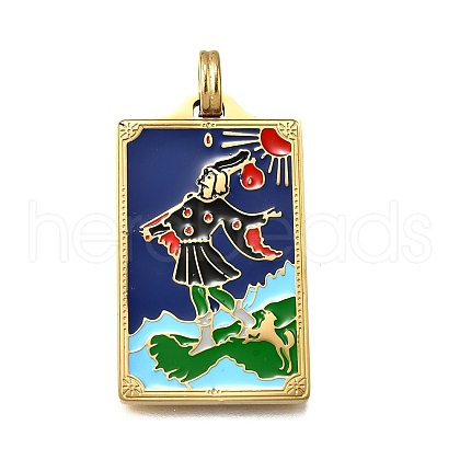 Tarot 304 Stainless Steel Enamel Pendants STAS-M119-07P-G-1