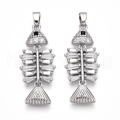 Brass Micro Pave Cubic Zirconia Pendants KK-N257-07P-1