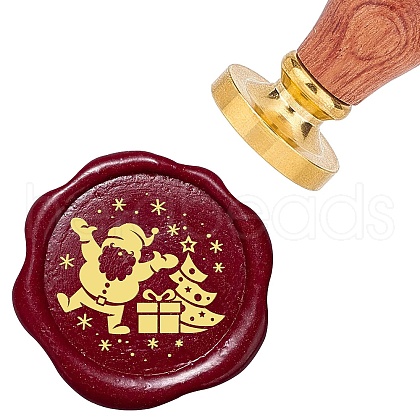 Brass Wax Seal Stamps with Wood Handle AJEW-WH0412-0068-1