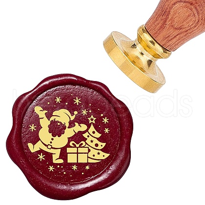 Brass Wax Seal Stamps with Rosewood Handle AJEW-WH0412-0068-1