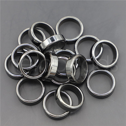 Non-Magnetic Synthetic Hematite Plain Band Ring FIND-PW0021-11B-1