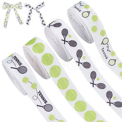   4 Rolls 4 Colors Sport Ball Print Grosgrain Ribbon OCOR-PH0004-07C-1