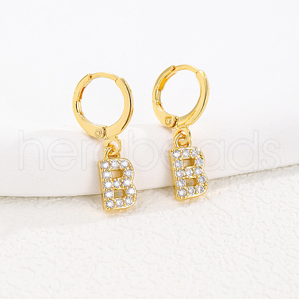 Brass Micro Pave Clear Cubic Zirconia Hoop Earrings FS-WGAF6E5-09-1