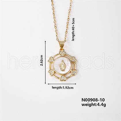 Vintage Brass Pave Clear Cubic Zirconia Religion Heart Pendant Couple Necklaces EG3361-2-1