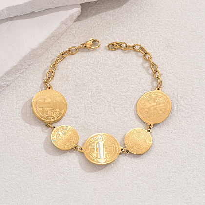 Stainless Steel Round Link Bracelets for Women FF1635-2-1