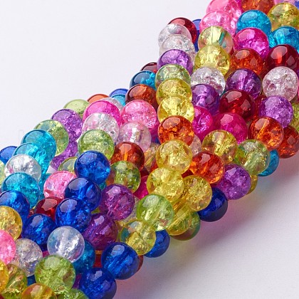 Crackle Glass Beads Strands GGM002-1