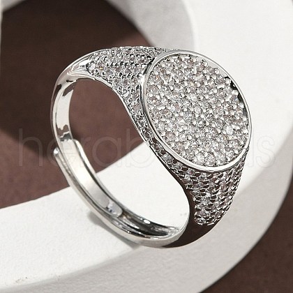 Brass Micro Pave Cubic Zirconia Cuff Rings for Women RJEW-A069-13P-03-1