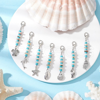 Ocean Tibetan Style Alloy Pendant Decorations HJEW-JM03376-1