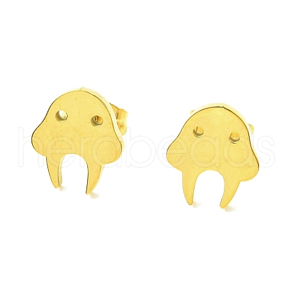 Cute Little Animal Theme 304 Stainless Steel Stud Earrings EJEW-B041-03A-G-1