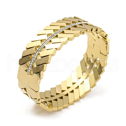 304 Stainless Steel Pave Crystal Rhinestone Hollow Out Hinged Bangles for Women BJEW-D044-01B-G-1