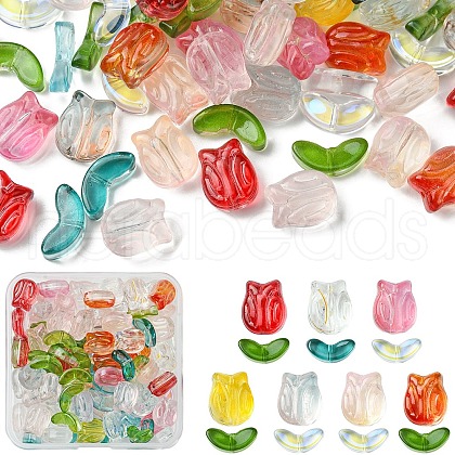 100Pcs 2 Styles Transparent Glass Beads GLAA-YW0003-44-1