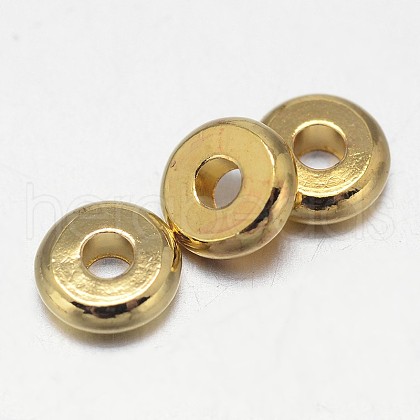 Flat Round Brass Spacer Beads KK-L106F-01G-1