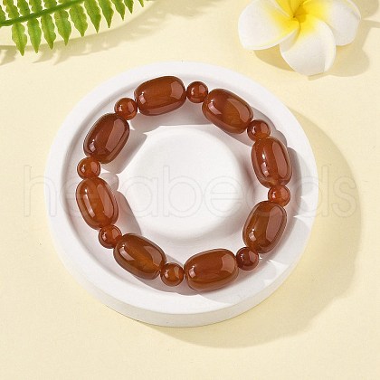 Natural Carnelian Bead Stretch Bracelets G-P570-01G-1