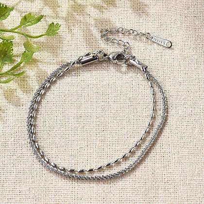 304 Stainless Steel Multi-strand Bracelets BJEW-Q051-03P-1