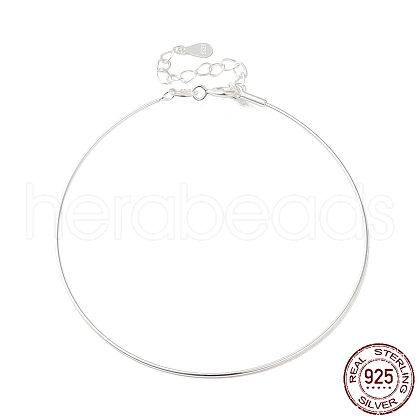 925 Sterling Silver Bangles BJEW-G681-01A-S-1