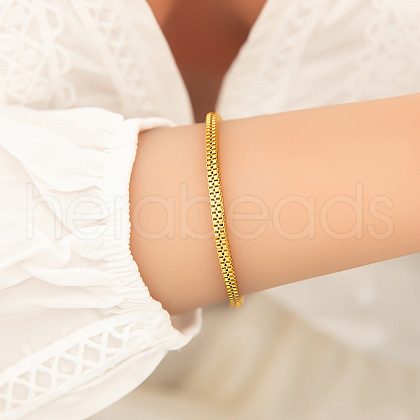 304 Stainless Steel Box Chain Bracelets for Women BJEW-D338-01G-01-1