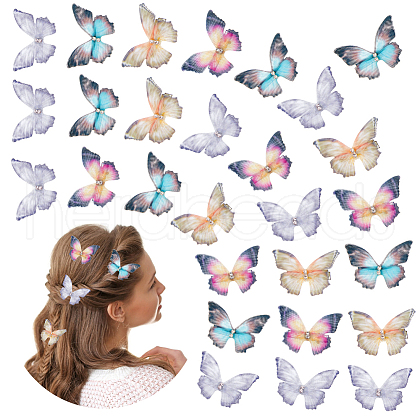 CRASPIRE 4Bags 4 Colors Cloth Butterfly Alligator Hair Clip FIND-CP0002-48-1