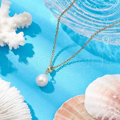 Mother's Day Jewellery Round Natural Freshwater Pearl Pendant Necklaces NJEW-JN05137-1