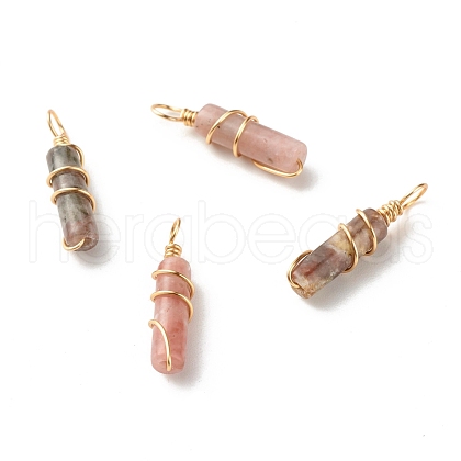 Natural Plum Blossom Jasper Pendants PALLOY-JF01133-02-1