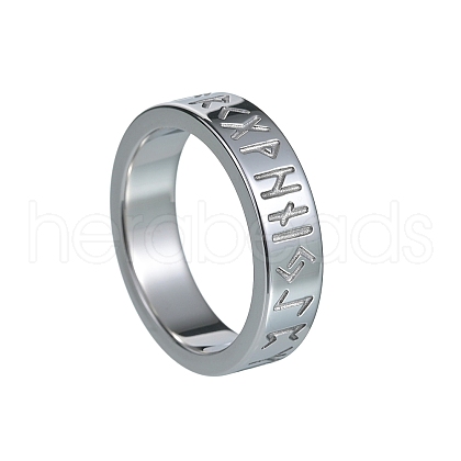 Vintage Stainless Steel Viking Runes Symbols Finger Ring PW-WG0D6EE-09-1