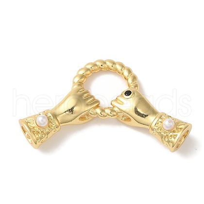 Rack Plating Brass Pave Black Cubic Zirconia Hands with Rings Links Connector Charms KK-A229-13G-1