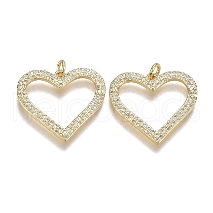 Brass Micro Pave Clear Cubic Zirconia Pendants ZIRC-A011-14G-1