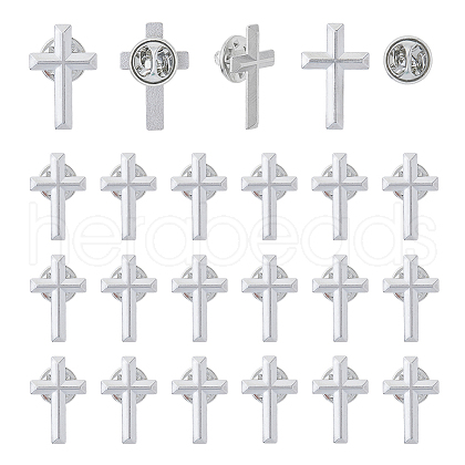 SUPERFINDINGS 24Pcs Religion Corss Alloy Brooch JEWB-FH0001-62-1