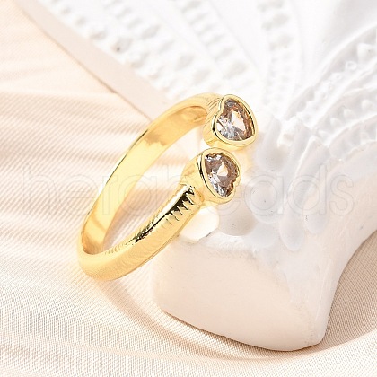 Brass Micro Pave Cubic Zirconia Cuff Rings for Women RJEW-F181-09G-01-1