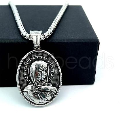Greek Mythology Stainless Steel Virgin Mary Pendant Necklaces for Men AO8356-1